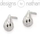 Designs by Nathan | 925 Sterling Silver Diamond-cut Teardrop Post Earrings