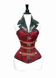 Overbust Halter Corset Bustier Top Women Leather Steampunk Belted Body Shaper