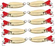 JUMPLAWN 10Pcs Saltwater Fishing Lures Set Durable Metal Spoon Lures with Sequins High Bite Resistance for Long Term Fishing Suitable for Trout and Bass