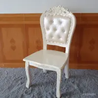 在飛比找蝦皮商城精選優惠-【免運】歐式實木餐椅田園餐廳實木椅子象牙白色傢用椅子美甲化妝