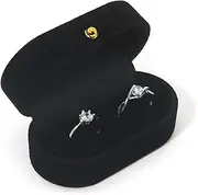 LAGIPA Velvet Ring Bearer Box, Ring Box Display Holder Case for Wedding/Proposal/Engagement/Ceremony, Wider Slot for Single or Double Rings, Earrings, Jewelry Gift Storage Organizer (Black)