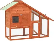 Rabbit Hutch Indoor Bunny Cage Outdoor Wooden Rabbit House w/Ramps, Run, Nesting Box, Wire Fence, Bunny Hutch Rabbit Cage for Small to Medium Animals, 140x63x120 cm Solid Firwood