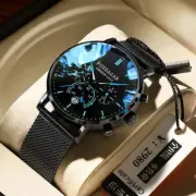 Ultra-Thin Men's Chronograph Watch Mesh Strap Quartz Waterproof Luminous Sports