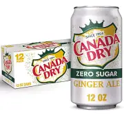 Canada Dry Zero Sugar Ginger Ale Soda, 12 Fl Oz Cans (Pack of 12) Zero Calorie