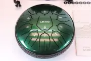 NIB Steel Tongue Drum Hand Drum w Bag Sticks Music Book 6" 8 Notes Green