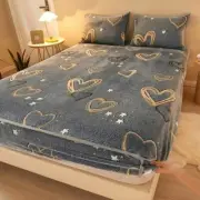 Flannel Elastic Fitted Sheet Mattress Protector Cover Cozy King Sizes Bed Sheet