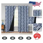 Chic Moroccan Geometric Blackout Drapes 50x108 - Noise Reducing Window Curtains
