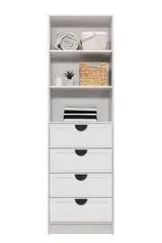 MALMO 3 SHELF 4 DRAWER WALK IN WARDROBE - WHITE - HAMPTONS - HALF MOON BLACK