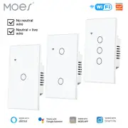 MOES 1/2/3 Gang WiFi Smart Light Switch Wall Touch Glass Timer Alexa Google APP
