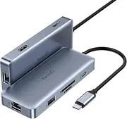 NewQ USB C Hub with 10Gbps USB-A USB-C, 7 in 1 Multiport Adapter 4K HDMI, Rare 140W PD3.1 Super Charging, SD TF 4.0 300mbps Reader, Gigabit Ethernet, 100W Max for Other USB-C Laptops
