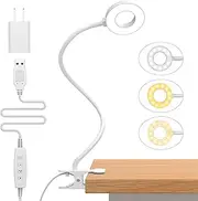 iZELL Book Light, Clip on Reading Light with Flexible Gooseneck, Dimmable LED Lamparas Clamp on Workbench Desk for Studying Painting Crafting Drawing Makeup Nail Tech Puzzle Task - 70CM White
