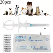 20x Cat Dog Microchip Animal Syringe ID Implant Pet Chip Needle RFID injector