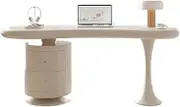 Modern Corner Desk with Storage Drawer Cabinet, Home Office, Cream Style Study Desk for Bedroom