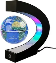 Magnetic Levitating Floating Rotating Globe World Map LED C-Shape Lamp with Touch Switch, Cool Tech Gifts for Men/fathers/husbands/boyfriends/kids/bosses, Great Gift Ideas