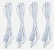 4 PCS -4FT Power Cord Cables for 3 Pin LED Tube Light Fixture With ON/OFF Switch