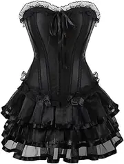 [OFFSUM] Women's Sexy Corset - Fashion Lace Embroidery Bustier Skirt Lace Up Adjustable Large Size Bowknot Patchwork Strapless Sleeveless Clothing