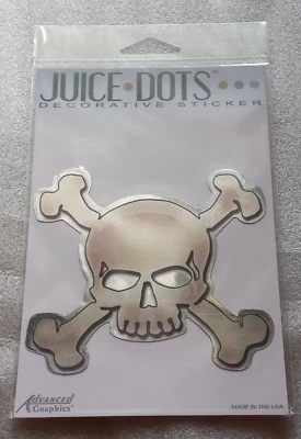 NEW IN PACKAGE Juice Dots Decorative Skull and Crossbones Sticker Approx 4"x4"