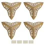 80x80x80mm Metal Box Corner Protectors Brass Edge Guard Bronze Tone 4pcs