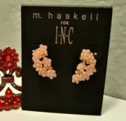 MIRIAM HASKELL For INC. Pink Floral Cascade Plastic Pierced Post Earrings NOS