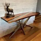 Epoxy Table Top, center Table Epoxy Resin River Table,Natural Wood Console table