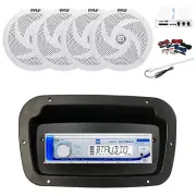 Dual Marine Radio,Spa Bezel,Adapter,Antenna,Amp w/Kit, 4x 6'' 240W White Speaker