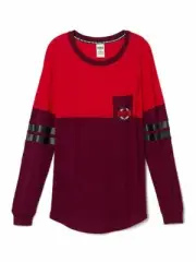New Victoria Secret PINK Pocket Varsity Tee Pullover Shirt Color Block Top S