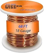 UCINNOVATE 18 Gauge 99.9% Pure Soft Copper Wire，18 AWG 68 Feet Pure Copper for Electroculture Gardening, Jewelry Making, Beading, Science Projects, DIY Artwork