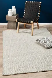 Helena Woven Wool Rug Grey White