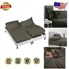 Premium 400 TC Egyptian Cotton Bed Sheets, Solid Dark Grey, 5-Piece Split King