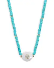 Aqua Blue Bead Evil Eye Pendant Necklace, 16-19 - Exclusive