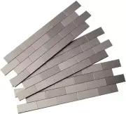 Aspect Peel and Stick Backsplash 12.5In X 4In Subway Stainless Matted Metal Tile