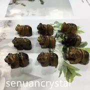 5pcs Natural Tiger's eye jasper quartz Crystal bear Carved Skull reiki Healing
