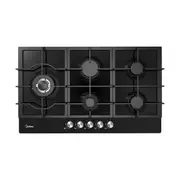 Midea 90cm Gas Glass Cooktop with 5 Burners Black