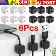 6Pcs Magnetic Cable Wire Clips Tidy Cord Lead Organiser USB Charger Cable Holder