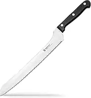Humbee, 10 inch Offset Bread Knife Serrated Knife Wave Edge Blade