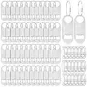 50 Pieces Stainless Steel Flat Bottle Opener with Keychain Beer Opener Bulk Soda