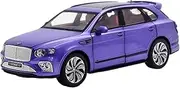 Scale Finished Model Car 1/24 for Bentley Bentayga Luxury SUV Miniature Metal Vehicles Die-cast Car Model with Sound Light Pull-back Miniature Replica Car(Purple)