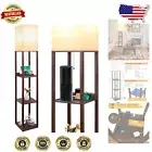 Contemporary 3-Tiered Shelf Lamp with USB Ports & Power Outlet for Smart Living