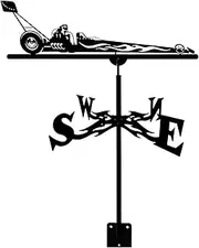 Wind vanes, Outdoor Garden Metal Weathervane with Roof Mount Stainless Steel Racing Car Weather Vane Wind Direction Indicator for Farm Yard Weathercock Measuring Tool