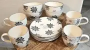 Made in Portugal Halloween Spider Webs Plates, Bowls and Mugs - 12 Piece Set