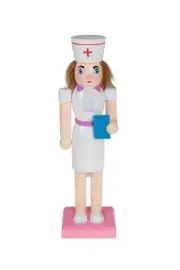 Clever Creations Nurse 10 Inch Traditional Wooden Nutcracker, Festive Christm...