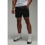Mens Black Man Active Zip Pockets Stretch 5inch Gym Short