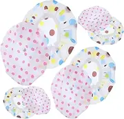BCOATH 8pcs Bath Cap Water Resistance Hair Cap Dots Printed Bath Cap Printing Showering Cap