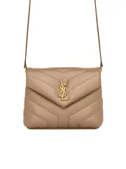 Saint Laurent Loulou Toy Bag in Matelasse 'Y' Leather in Greyish Brown