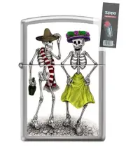 Zippo 82300 sugar skull skeleton muertos day of the dead Lighter + FLINT PACK