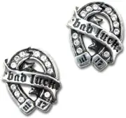 ALCHEMY GOTHIC - BAD LUCK STUD EARRINGS - GOTH PUNK ROCK TATTOO