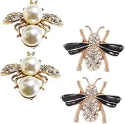 [KOMBIUDA] 4pcs Bee Shoe Clips Cute Rhinestone and Pearl Buckles for Shoes Easy to Install Decorative Charms for High Heels and Daily Wear for Parties and Special Occasions