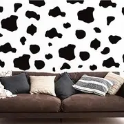 DIY Cow Pattern Wall Sticker Black, 10 Pieces PVC Wall Stickers 30 * 22cm, Bedroom Decals, Water Proof and Removable Home Wall Stickers, Art Decor Wallpaper, New Home Gift.