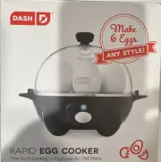 DASH Rapid Egg Cooker NEW in Box One Touch Cooking 360 Watts 6 Egg Capacity