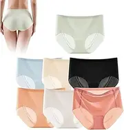 [HEJIGOOD] 7 Pack Womens Briefs Underwear No Show Seamless Mid Waisted Invisable Hipster Ice Silk Stretchy Soft Panties M-XXL